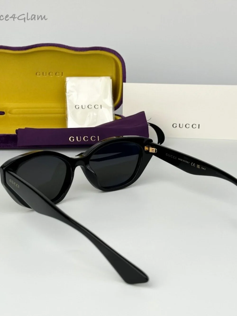 Gucci Women Sunglasses Black Grey Cat Eye GG1638S 001 NEW AUTHENTIC - Picture 11 of 13